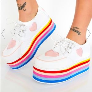 Dollskill TUK Heart rainbow platform creepers